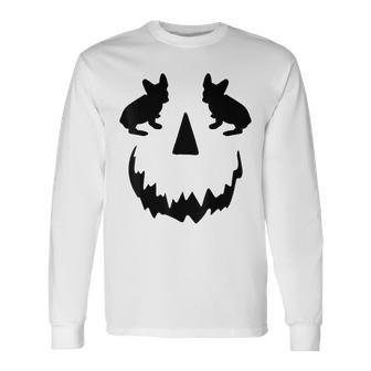 Pumpkin French Bulldogn Halloween Frenchie Long Sleeve T-Shirt - Seseable