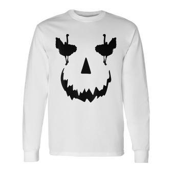 Pumpkin Ostrich Halloween Long Sleeve T-Shirt | Mazezy