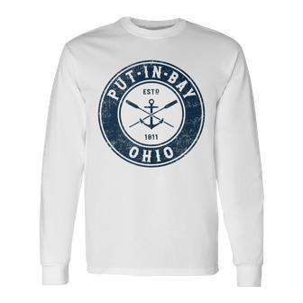 Put-In-Bay Ohio Oh Vintage Boat Anchor & Oars Long Sleeve T-Shirt T-Shirt | Mazezy