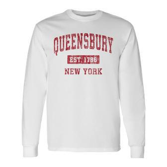 Queensbury New York Ny Vintage Sports Red Long Sleeve T-Shirt | Mazezy