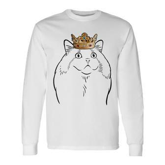 Ragdoll Cat Wearing Crown Long Sleeve T-Shirt | Mazezy