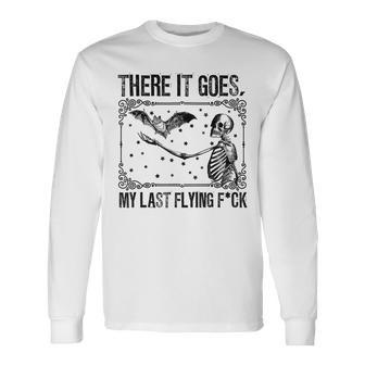 There It Goes My Last Flying F Skeletons Halloween Long Sleeve T-Shirt | Mazezy