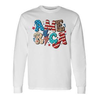Red White And Blue America Usa Summer Bbq 4Th Of July Usa Long Sleeve T-Shirt T-Shirt | Mazezy