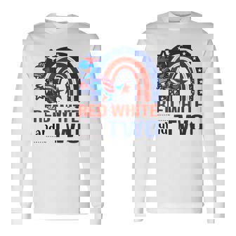 Red White And Two 2Nd Birthday 4Th Of July Dinosaur Lover Long Sleeve T-Shirt | Mazezy