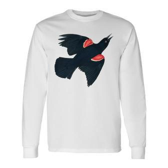 Red-Winged Blackbird Flying Red Winged Blackbird Long Sleeve T-Shirt | Mazezy