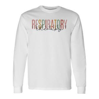 Respiratory Therapist Therapy Nicu Respiratory Retro Colors Long Sleeve T-Shirt | Mazezy