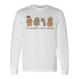 Retro Christmas Gingerbread Cookie Sweetest Time Of The Year Long Sleeve T-Shirt | Mazezy