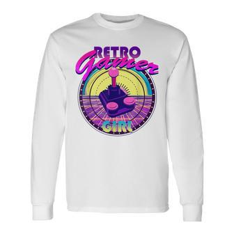 Retro Gamer 80S Vibes Girl Joystick Analog Video Games 80S Vintage Long Sleeve T-Shirt T-Shirt | Mazezy CA