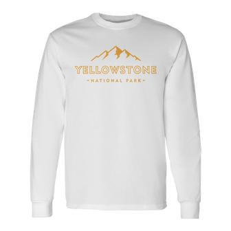 Retro Mountain Yellowstone National Park Hiking Souvenir Long Sleeve T-Shirt - Thegiftio UK