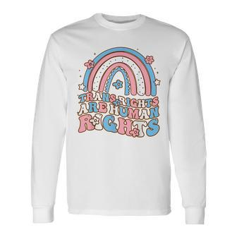 Retro Trans Rights Are Human Rights Conming Out Day Long Sleeve T-Shirt - Thegiftio UK
