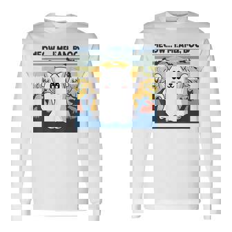 Retro Vintage Meow I Mean Boo Halloween Cat Ghost Meow Cat Halloween Long Sleeve T-Shirt T-Shirt | Mazezy