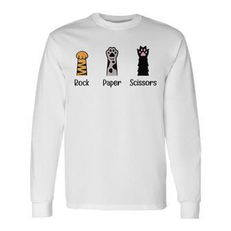 Rock Paper Scissors Hand Game Cute Paw Cat Long Sleeve - Seseable