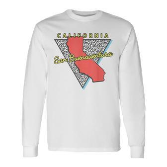 San Buenaventura California Retro Triangle Ca City Long Sleeve T-Shirt | Mazezy UK