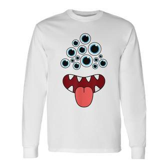 Scary Alien Monster Face Tongue Out Easy Halloween Costume Long Sleeve T-Shirt T-Shirt | Mazezy