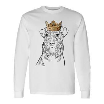 Schnauzer Dog Wearing Crown Long Sleeve T-Shirt | Mazezy
