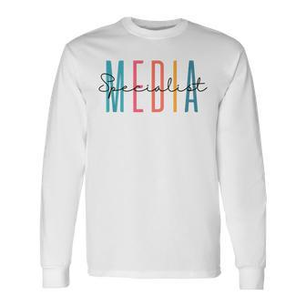 School Librarian Library Squad Media Specialist Long Sleeve T-Shirt - Seseable