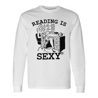 Sexy Pin Up Girl Comic Book Vintage Reading Is Sexy Reading Long Sleeve T-Shirt T-Shirt | Mazezy