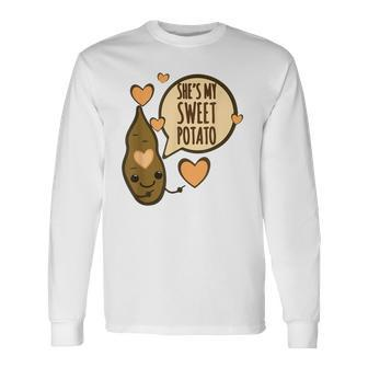She's My Sweet Potato I Yam Thanksgiving Matching Couple Set Long Sleeve T-Shirt - Monsterry UK
