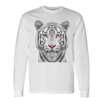 Siberian White Bengal Tiger Long Sleeve T-Shirt | Mazezy