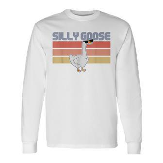 Silly Goose On The Loose Silly Goose University Retro Long Sleeve T-Shirt T-Shirt | Mazezy