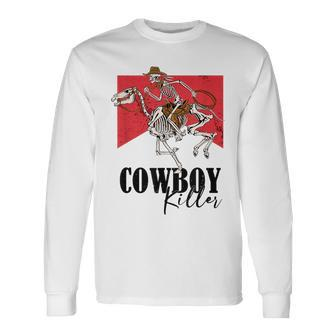 Skeleton Cowboy Killer Western Graphic Country Girl Vintage Long Sleeve T-Shirt T-Shirt | Mazezy