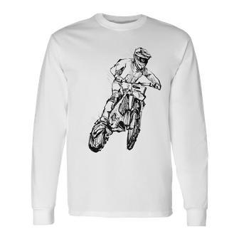 Sketch Hand Drawn Motocross Supermoto Supermotard Enduro Long Sleeve T-Shirt T-Shirt | Mazezy