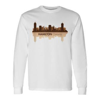 Skyline Of Hamilton Ontario Canada Pride Skyline Long Sleeve T-Shirt | Mazezy AU