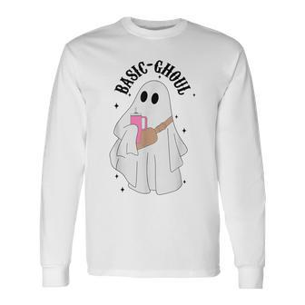 Spooky Season Cute Ghost Halloween Costume Basic Ghoul Long Sleeve T-Shirt | Mazezy