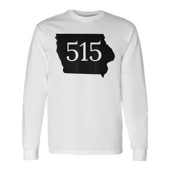 State Of Iowa 515 Black Outline Long Sleeve T-Shirt | Mazezy