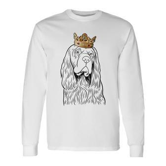 Sussex Spaniel Dog Wearing Crown Long Sleeve T-Shirt | Mazezy