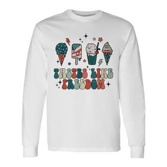 Tasted Like Freedom 4Th Of July Ice Creams Toddler Freedom Long Sleeve T-Shirt T-Shirt | Mazezy