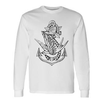 Tattoo Style Anchor Infinity Symbol Swallow Long Sleeve T-Shirt T-Shirt | Mazezy
