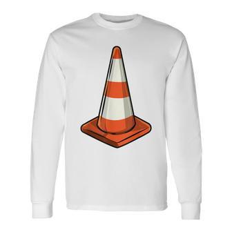 Traffic Cone Lazy Halloween Costume Easy Last Minute Long Sleeve T-Shirt - Monsterry