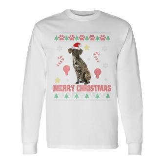 Treeing Tennessee Brindle Dog Santa Ugly Costume Xmas Long Sleeve T-Shirt | Mazezy