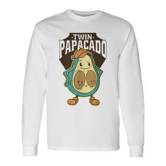 Twin Papacado Avocado Father Dad Fathers Day Father Of Twins Long Sleeve T-Shirt T-Shirt | Mazezy