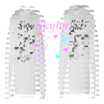 Unicorn Birthday Girls Name Skyler Personalized Long Sleeve T-Shirt | Mazezy