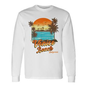 Venice Beach California Summer Vacation Palm Trees Sunset California And Merchandise Long Sleeve T-Shirt T-Shirt | Mazezy