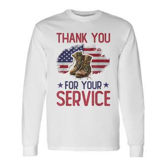 Veteran Thank You For Your Service Veteran's Day Usa Long Sleeve T-Shirt - Seseable