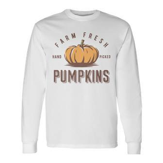 Vintage Fall Halloween Thanksgiving Fresh Farm Pumpkins Halloween Long Sleeve T-Shirt T-Shirt | Mazezy