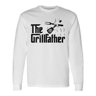 Vintage The Grillfather Dad Bbq Grill Fathers Day Long Sleeve T-Shirt - Seseable