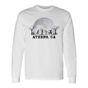 Vintage Halloween Full Moon In Athens Ga Retro Moon Long Sleeve T-Shirt T-Shirt | Mazezy