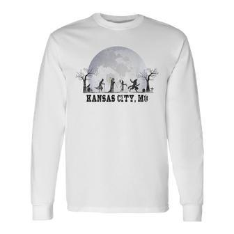 Vintage Halloween Full Moon In Kansas City Mo Retro Moon Long Sleeve T-Shirt T-Shirt | Mazezy