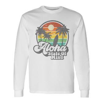 Vintage Hawaii Aloha State Hawaiian Beach Surfing Surf Long Sleeve T-Shirt | Mazezy