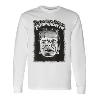 Vintage Horror Movie Monster Halloween Frankenstein Monster Halloween Long Sleeve T-Shirt | Mazezy UK