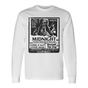 Vintage Midnight Drive In 80S Horror Movies Flyer 80S Long Sleeve T-Shirt | Mazezy