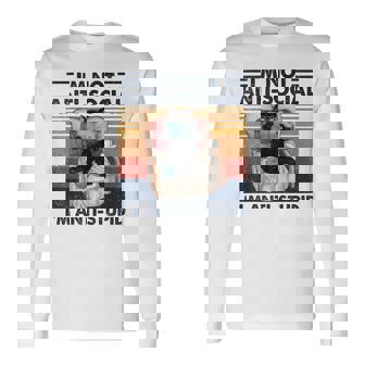 Vintage Im Not Antisocial Im Antistupid Cat Read Book Long Sleeve T-Shirt T-Shirt | Mazezy