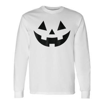 Vintage Pumpkin Face Jackolantern Jack O Lantern Halloween Long Sleeve T-Shirt | Mazezy