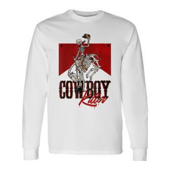 Western Cowboy Vintage Punchy Cowboy Killers Skeleton Long Sleeve T-Shirt T-Shirt | Mazezy