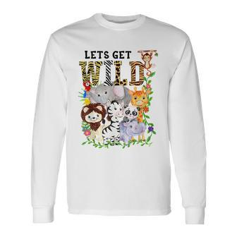 Lets Get Wild Zoo Animals Safari Party A Day At The Zoo Long Sleeve T-Shirt T-Shirt | Mazezy