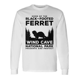 Wind Cave National Park Endangered Black Footed Ferret Long Sleeve T-Shirt | Mazezy